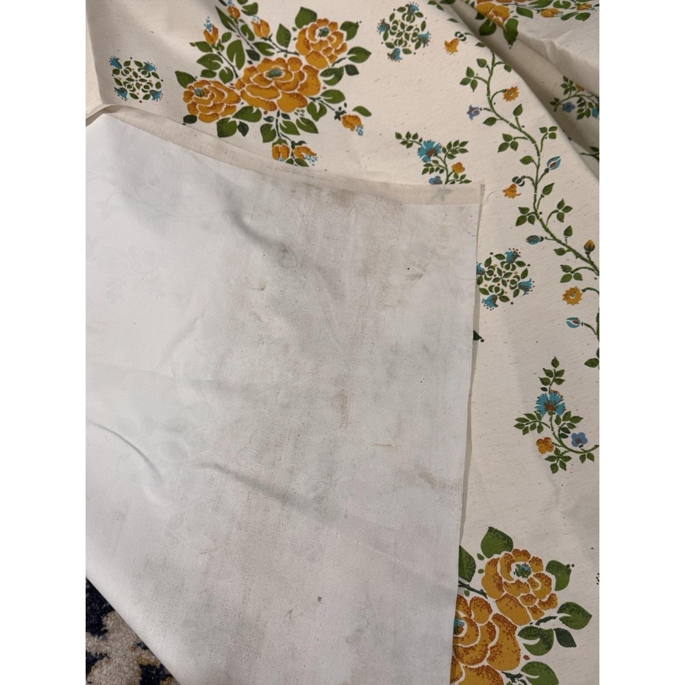 Vintage 1974 Sears‎ Roebuck Yellow Floral Rose Fabric Panel Retro 70s Decor 4YDS - Picture 2 of 12